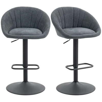 Image of HOMCOM Swivel Bar Stools Set of 2 Height Adjustable Chairs Dark Grey