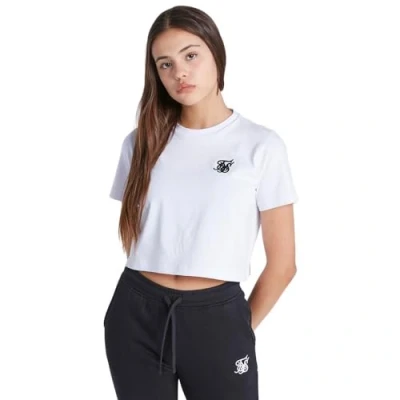 Image of SikSilk Girls Girl&#039;s Juniors Essentials Cropped T Shirt in White Cotton Size 13 14Y
