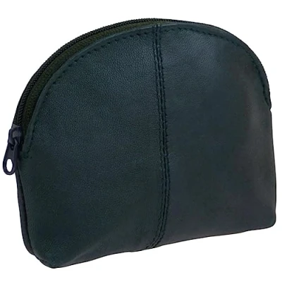 Image of Oakridge Leather (Sheep Nappa) Unisex Zipped Coin Purse Green