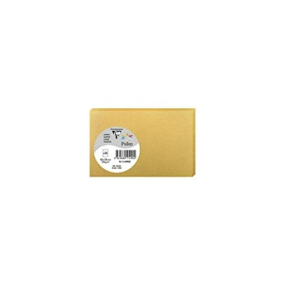 Image of Clairefontaine Ref 11490C Pollen Iridescent Card (Pack of 25 Sheets) 82 x 128mm Sized, 210gsm Grained Card, Acid Free, Inkjet &amp; Laser Printer Compatible Gold