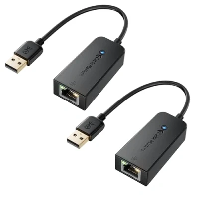 Image of Cable Matters 2 Pack Plug &amp; Play USB to Ethernet Adapter with PXE, MAC Address Clone Support (Ethernet 2.0 Adapter, for Laptop) Supporting 10/100 Mbps Network in Black