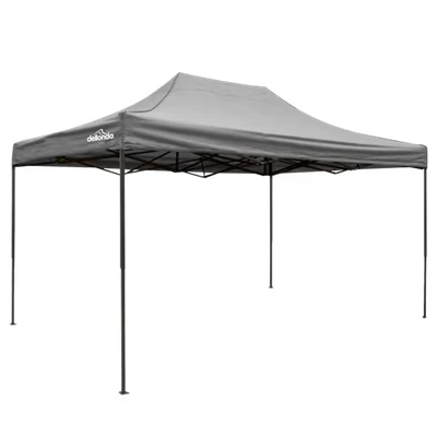 Image of Dellonda Premium 3 x 4.5m Pop Up Gazebo Water Resistant Carry Bag Stakes Bags Grey Canopy