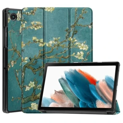 Image of DJ&amp;RPPQ Case for Samsung Galaxy Tab A8 10.5 Inch 2022 Model (SM X200/X205/X207), Ultra Thin Lightweight Hard Back Shell Tri Fold Stand Cover with Auto Wake/Sleep,Apricot Flower