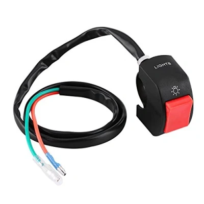 Image of Handlebar Switch, Motorcycle 7/8inch Mount LED Headlight On/Off Switch with Button(Red)
