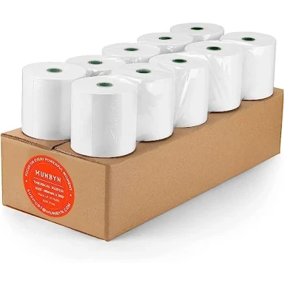 Image of MUNBYN Thermal Paper 80x50mm, 10 Rolls Receipt Work for Star Micronics TSP100 TSP143 Epson 80mm Printer Square POS Register, Paper, BPA Free, Plus Version