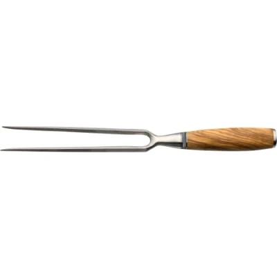 Image of Katana Saya 18cm Carving Fork, VG 10 Damascus Steel, Olive Wood Handle
