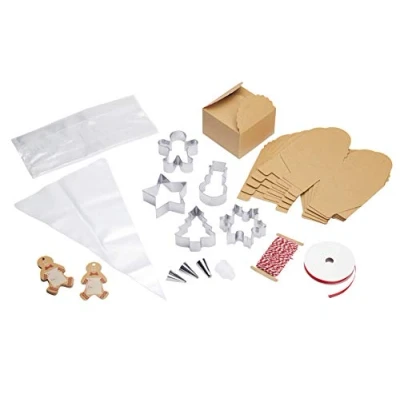 Image of KitchenCraft Sweetly Does It Ultimate Christmas Cookie Cutter Set with Sweet, Gift, Piping Bags and Nozzles in Presentation Box, Stainless Steel