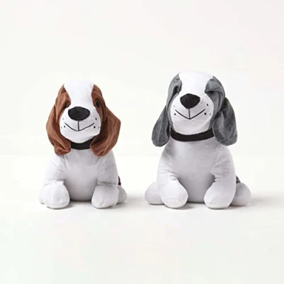 Image of HOMESCAPES Door Stop Pair Novelty Dog Stopper Animal Canine for Kids Bedroom, Set of 2