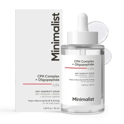 Image of Minimalist Anti Dandruff Hair Serum For Scalp Pre Shampoo Treatment With CPH Complex &amp; Oligopeptide 0.8% Elestab Advanced Molecule Women Men 50ml