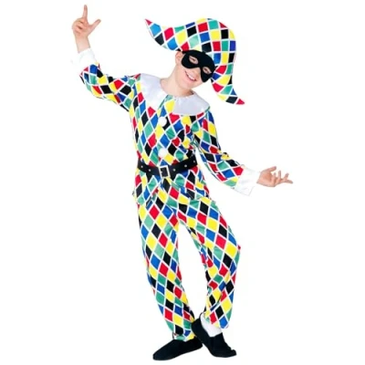 Image of Children&#039;s Satin Harlequin Child 140cm Costume for Clown Fancy Dress