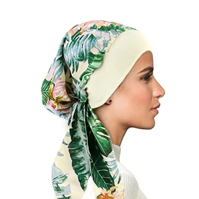 Image of FADACHY Head Scarfs for Women Chemo Headwear Turbans UK Cancer Scarves Bandanas Soft Satin Scarf Sleeping Cap Bonnet