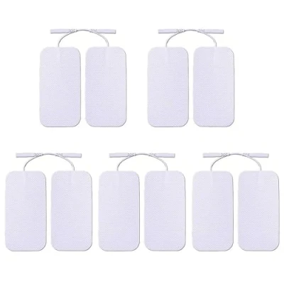 Image of Yitaocity 10Pcs Reusable Large Electrode Pads for TENS Unit Replacement Machine 2mm PIN Connector 5x10cm Self Adhesive Electrodes Electrotherapy (5x10cm/2x4inch), White