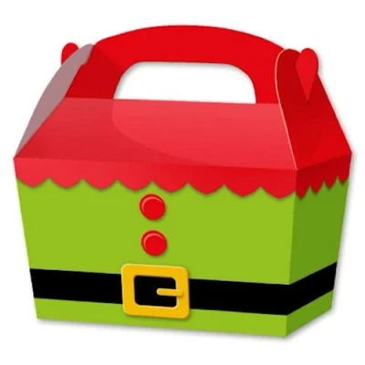 Image of Party Perfecto THEMED SNACK Boxes PACK OF 10 Children/Kids Carry Food Meal Fun Picnic Birthday Wedding Favour / Baby Shower Box Loot Bag (Elf Tunic)