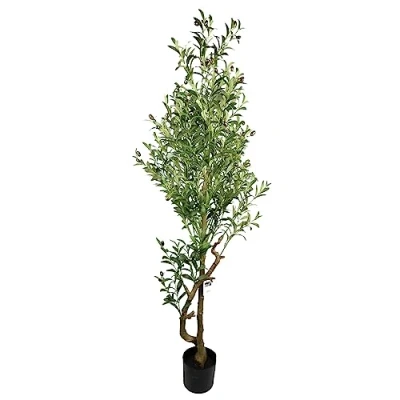 Image of Leaf Design UK Artificial Black Plastic Pot, 160cm Olive Tree