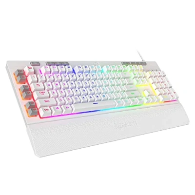 Image of Redragon, K512 Shiva RGB Backlit Membrane Gaming Keyboard with Multimedia Keys, Mechanical Feel, 6 Additional Integrated Macro Media Control, Removable Wrist Rest