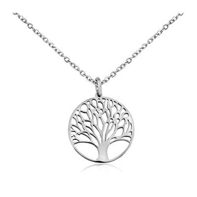 Image of Nuoli® Tree of Life Necklace Women&#039;s (45 + 5 cm Adjustable) with Pendant for Women and Girls, Stainless Steel Silver