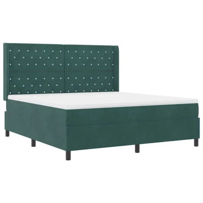 Image of vidaXL Box Spring Bed with Headboard Dark green 180 x 200 cm Velvet