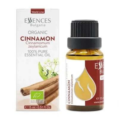 Image of Essences Bulgaria Organic Ceylon Cinnamon Essential Oil 15ml Cinnamomum zeylanicum 100% Pure and Natural Undiluted Therapeutic Grade Aromatherapy for Diffusers Home Humidifier