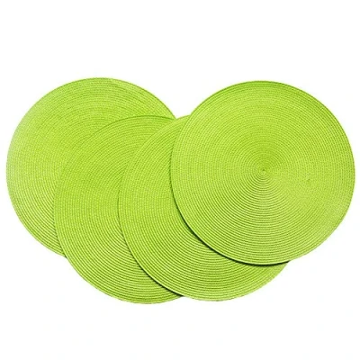 Image of SCF2017 Round Woven Plastic Placemats 38cm Stylish and Practical Dining Table Mats,Set of 4,Light green