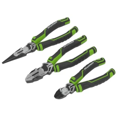 Image of Sealey Premier Pliers Set 3pc High Leverage Hi Vis Green