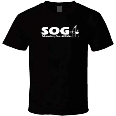 Image of SOG Specialty Multi Knives T Shirt Graphic Printed Mens Black Unisex Tee XL