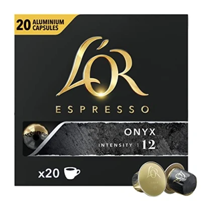 Image of L&#039;OR Espresso Onyx Coffee Pods x20 Intensity 12 (Pack of 10, Total 200 Capsules)
