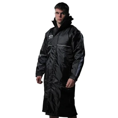 Image of Optimum Unisex Sub Jacket Warm Padded Nylon Waterproof Windbreaker Outdoors Breathable soft Winter Rain Coat Reusable Stand Collar Long Down Stylish Hiking Camping Jackets Black, M