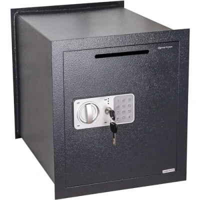 Image of Genie Hand Electronic Home Safe with Key and Combination Lock, High Security Money Box for Wall or Cabinet B Class Lock Anti Bounce Technology