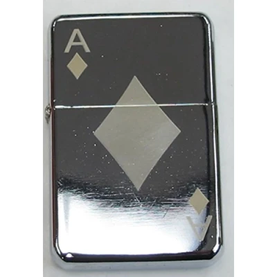 Image of Chrome Ace Of Diamonds 297 Personalised Engraved Star Petrol Lighter In Gift Tin