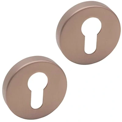 Image of Decoranddecor Pair of Euro Escutcheon Cover Key Rose (Pair Cover, Bronze)