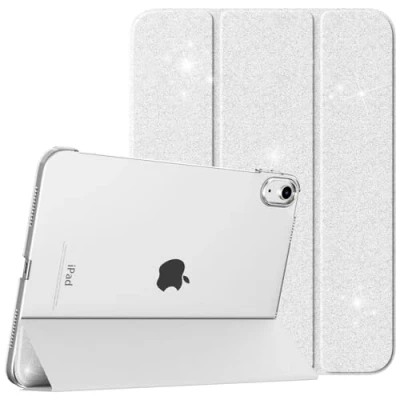Image of TiMOVO Case for iPad 10th Generation 2022, Slim Stand Cover 10.9 inch, Auto Wake/Sleep Smart Folio with Hard PC Translucent Back Shell Fit 10 Protective Case, Glitter White