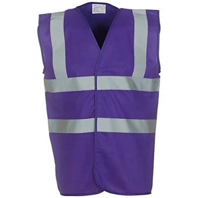 Image of Yoko Hi vis 2 band and braces waistcoat (HVW100) Purple M