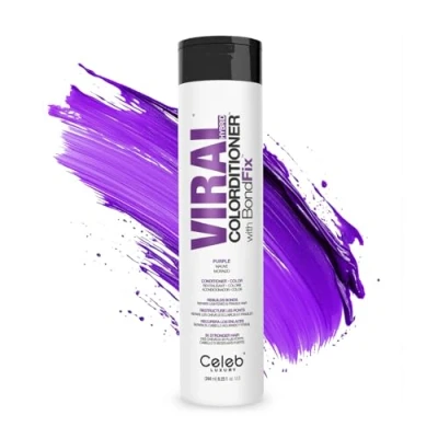 Image of Celeb Luxury Viral Colorditioner: Purple Color Depositing Conditioner, BondFix Bond Rebuilder, 10 Vivid and Pastel Colors, Stops Fade, Conditioner + Color, Cruelty Free, 100% Vegan