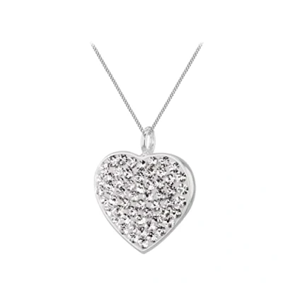 Image of Tuscany Silver Women&#039;s Sterling Crystalique Heart Pendant on Curb Chain of 46cm/18&quot;
