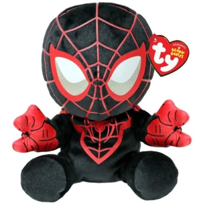 Image of TY Miles Morales Spiderman Marvel Beanie Babies Regular, Licensed Baby Soft Plush Toy, Collectible Cuddly Stuffed Teddy