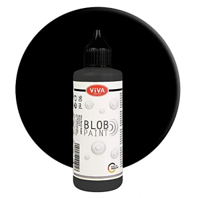 Image of Viva Decor® Blob Paint (Black, 90 ml) Ready to Use Painting Paints with Acrylic Properties Dot Art, Dotting Tool for Canvas, Mandala and Much More Made in Germany