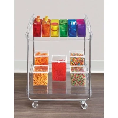 Image of The Home Edit by iDesign Clear 2 Shelf Rolling Cart with Lockable Wheels