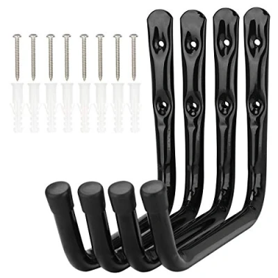 Image of pipabiba 4 Pack Garage Storage Ladder Hooks, 28cm Arm Heavy Duty Wall Mount Bike Rack, Organizer Hanger Lold Capacity 20KG (18cm x 28cm)