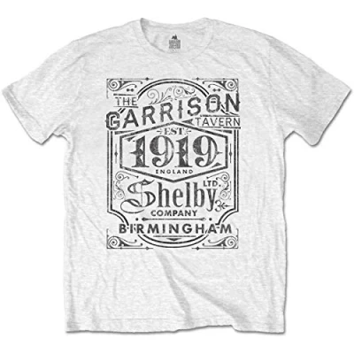 Image of Peaky Blinders Men&#039;s Tee: Garrison Pub T Shirt, White (White White), Medium (Size:Medium)