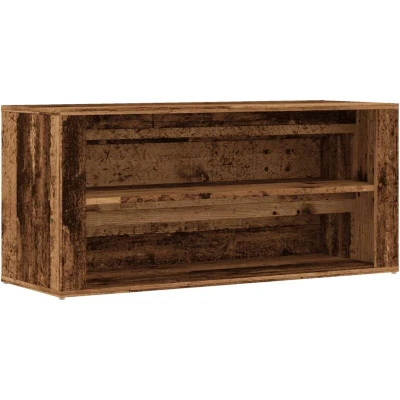 Image of vidaXL Shoe Bench Entryway Seat Old Wood. Engineered Wood Hall Rack with 2 Compartments/Storage. 100x35x45 cm