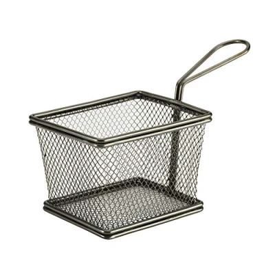 Image of Genware Mini Presentation Fry Basket Black 12.5 x 10 8.5cm Food Serving