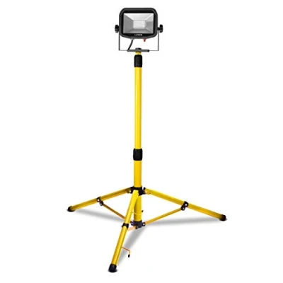 Image of LUCECO Site 110 Volts Climate LED Single Head Tripod Work Light, 22 Watts, Yellow