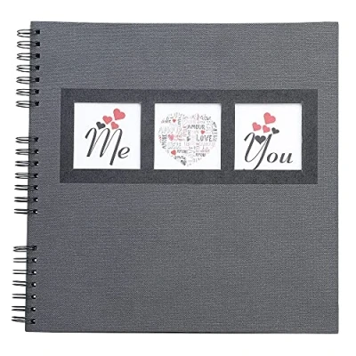 Image of Exacompta Ref 16215E Me &amp; You Spiralbound Photo Album 320 x 320mm in Size, 60 Black Pages, Holds Up To 360 Photos Cover with Personalisable Window