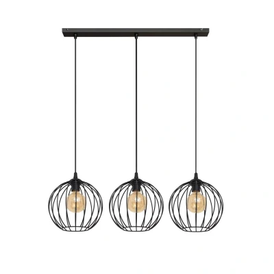 Image of Mercure Straight Bar Pendant Ceiling Light Black 70cm