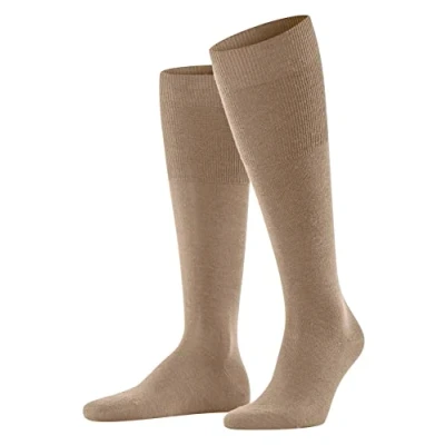 Image of FALKE Men&#039;s Airport M KH Wool Cotton Long Plain 1 Pair Knee High Socks, Brown (Camel 5038), 5.5 6.5