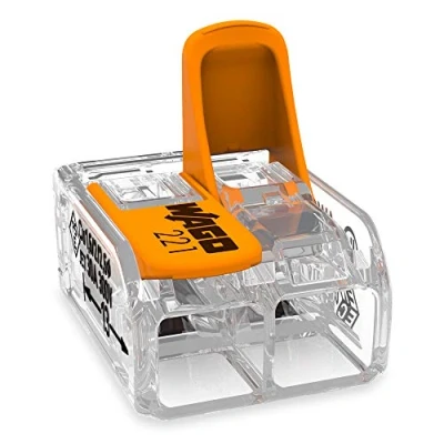 Image of WAGO COMPACT Splicing Connector; all conductor types; max. 6 mm²; 2 conductor; with levers; transparent housing; Surrounding air temperature: max 85C (T85); 6,00 transparent, 221 612 (50 pcs)