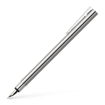 Image of Faber Castell Neo Slim 342002 Fountain Pen Stainless Steel Nib Width EF Shiny Silver