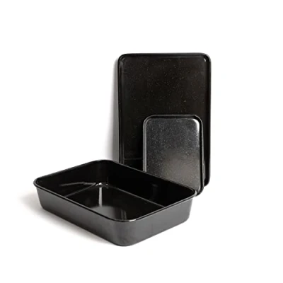 Image of MasterClass 3 Piece Vitreous Enamel Bundle of Baking Trays and Roasting Pan