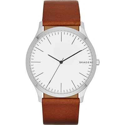 Image of Skagen Watch for Men Jorn, Three Hand Movement, 41 mm Silver Stainless Steel Case with a Leather Strap, SKW6331