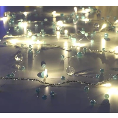 Image of Christmas Concepts® 2M Beaded Garland 20 Warm White LED Lights (Turquoise)